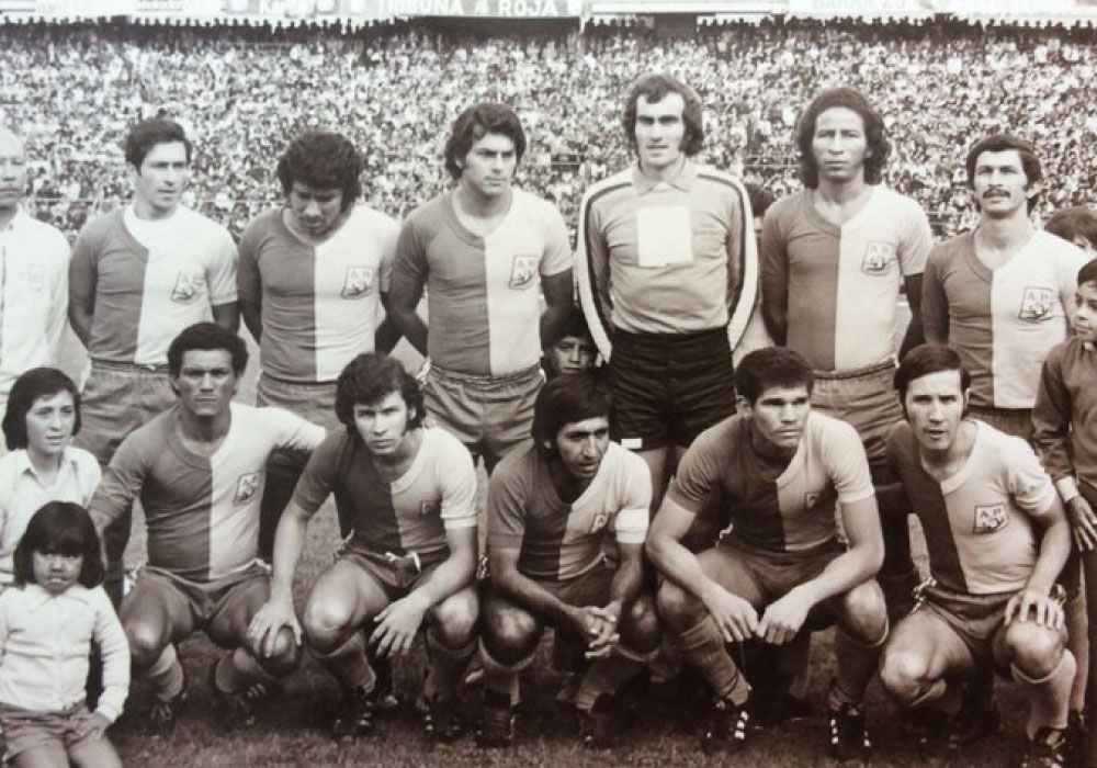 Equipo histórico del Atlético Bucaramanga 1975. Gilberto ‘El Burro’ Centeno, Misael ‘El Papo’ Flórez, Emilio Vilarete y Eduardo Guilio.