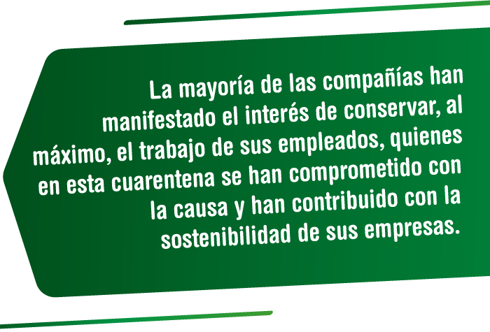 La mayoría de las compañías han manifestado el interés de conservar, al máximo, el trabajo de sus empleados, quienes en esta cuarentena se han comprometido con la causa y han contribuido con la sostenibilidad de sus empresas. Especial Santander no se detiene - Vanguardia